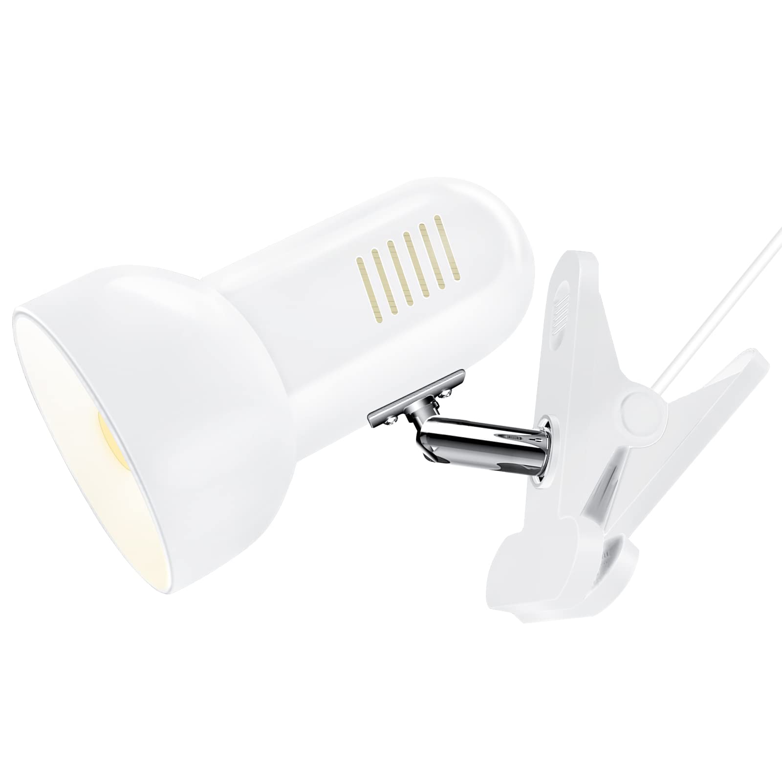 Milpoel Klemmleuchte, Verstellbare Schreibtischlampe mit E27-Fassung, Klemmlampe für Lesen im Bett, Arbeiten und Lernen, Schlankes und Leichtes Design (Weiß)