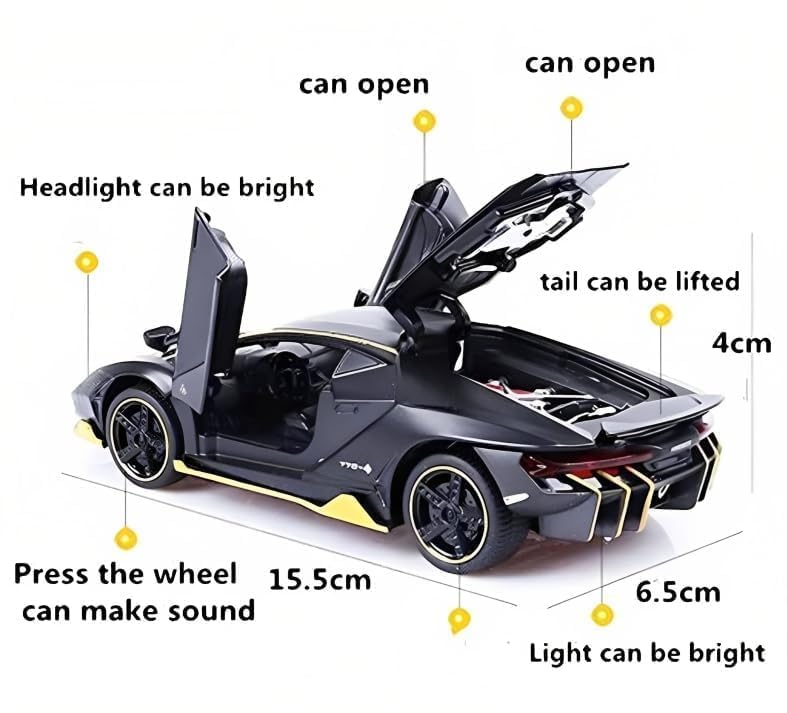 Image of SPITEN Lamborghini Car Toy Die-Cast Metal Car Model Car Pull Back Car Super Car With Openable Doors With Sound And Light For Birthdays Gift Party Decorations Great For Kids ?1:32, Multicolor