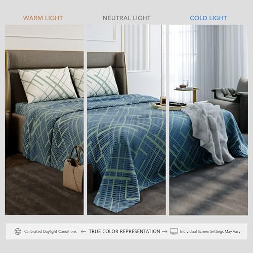Image of Stoa Paris 100% Cotton Super King Bedsheet with 2 Pillow Covers for King & Double Beds,180TC Printed Bedding Set, Breathable, All-Season Comfort, Lightweight, Urbanscape - Mosaic Canopy (274x274cm)