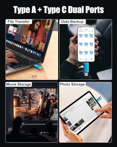 Image of KOOTION USB-C Flash Drive 128GB 2 in 1 USB 3.0 /USB Type C Thumb Drive High Speed up to 90 MB /s Dual OTG Thumb Drive USB Stick for Samsung, Xiaomi, Oneplus, MacBook, Chromebook Pixel etc.