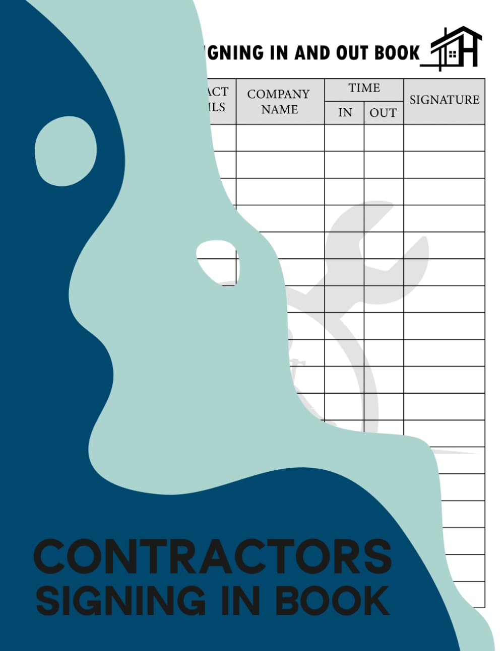 Contractors Signing In Book: Visitor Log Book and Contact Tracing Register, Building Site Sign In and Out Book, Blue Cover