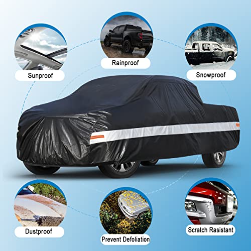 Image of 10 Layers Truck Cover Waterproof All Weather. Pickup Truck Cover Rain Snow UV Dust Protection. Length: 242-250 inches, Universal Fit for Ford F150 Chevy Silverado Dodge Ram 1500.