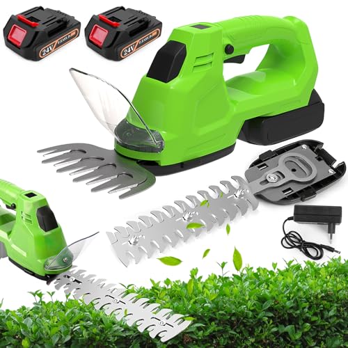HumiLuft 24V Akku Heckenschere, 2 in 1 Schnurlose Grasschere und Heckenschere mit Batterieanzeige...