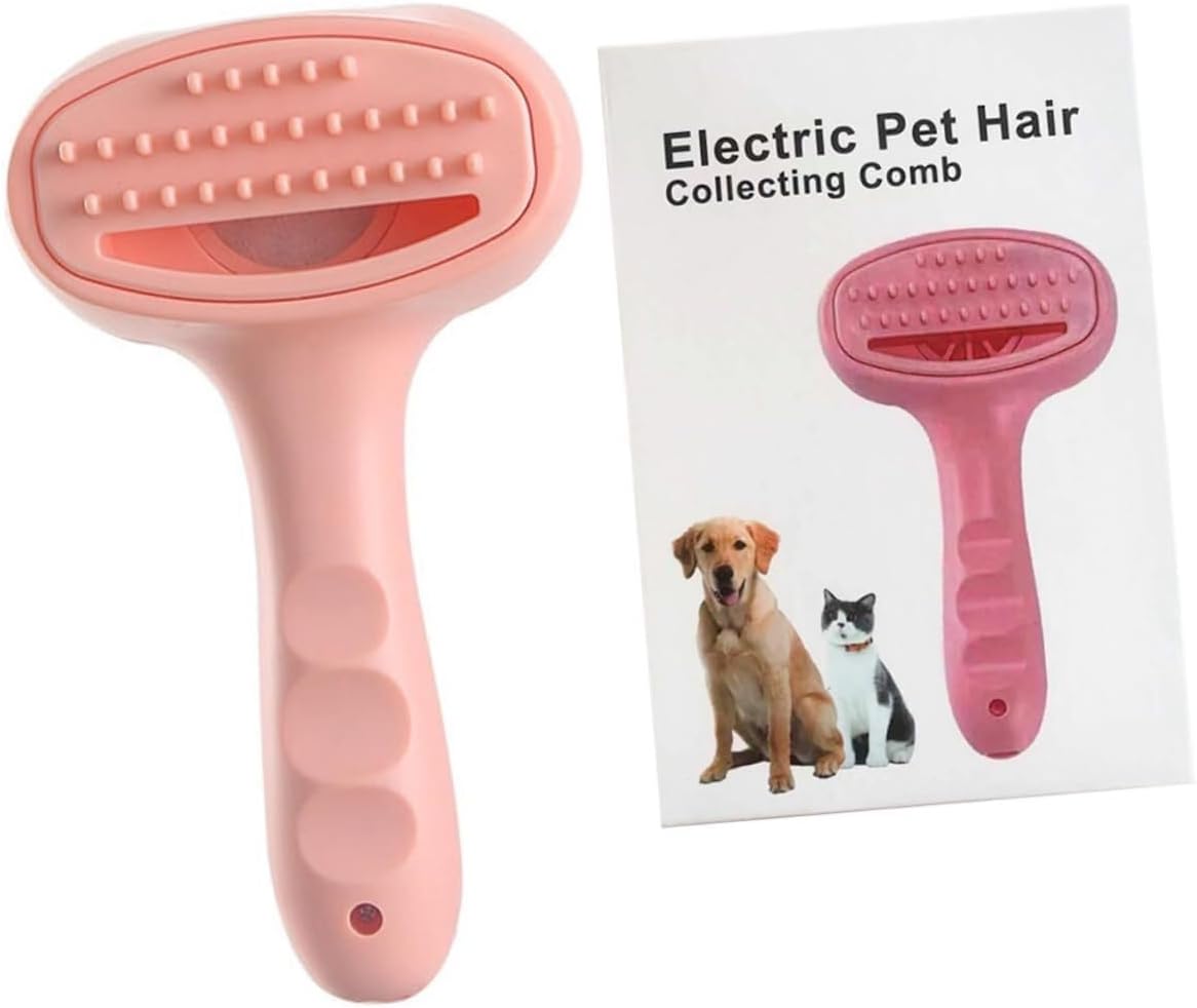 POLGDW Dog Hair Remover Self Cleaning Cat Brush Electric Drum Hair Removing Comb Cat Grooming Comb Dog Shedding Brush Cleaning Tool Cat Massage Hair Comb Charge Cat Hair Brush Plastic(Pink)