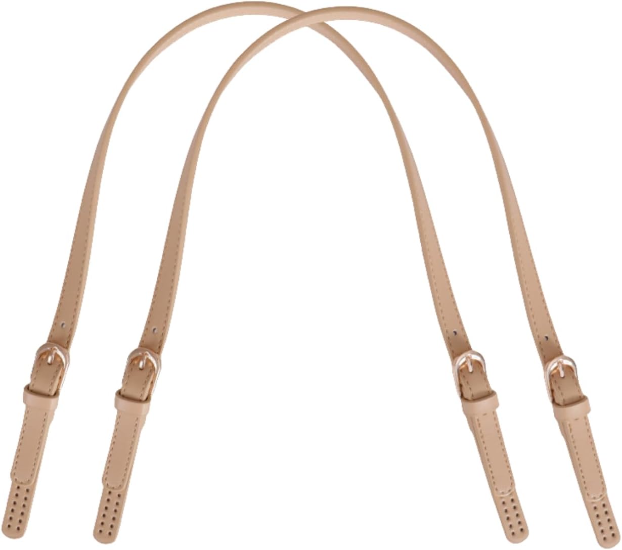 Khakho2Pcs Leather Replacement Handles Shoulder Bag Straps with Adjustable Buckle, PU Purse Handles Leather Purse Straps, Beige, 76cm