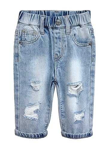 KIDSCOOL SPACE Infant Jeans,Baby Toddler Elastic Waist with D-Rin...