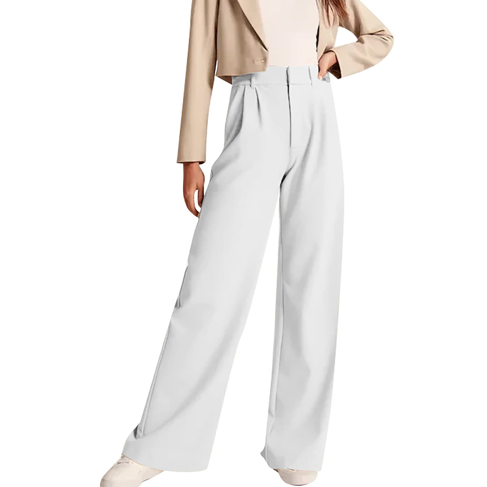 Mmoneyake Wide Leg Pants for Women High Waist Straight Drape Casual Business Dress Pants Work Office Trousers with