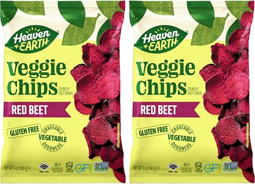 Heaven & Earth Beet Chips, 5oz (2 Pack) Gluten Free | Non GMO | Thin & Crisp | Kosher