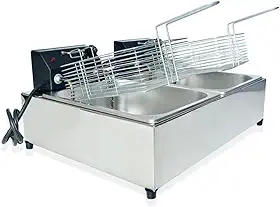 Fritadeira EléTrica 10 Litros Com 2 Cubas | Fritura ContíNua | Ideal Para Restaurantes, Bares E Lanchonetes(220V)