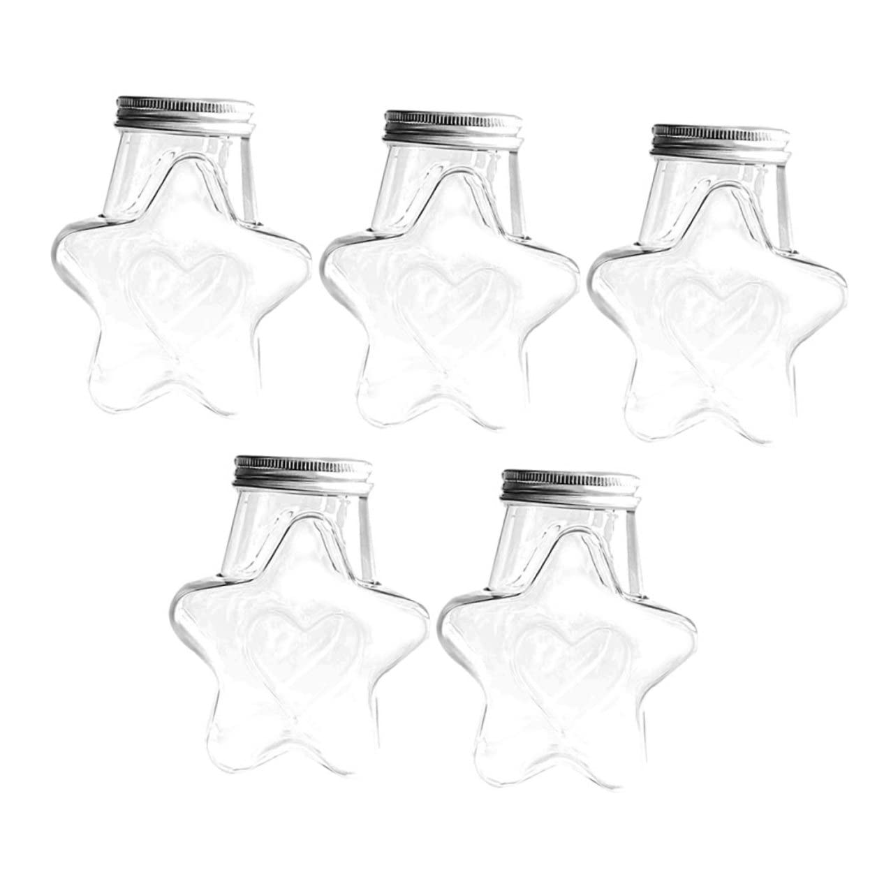 COLLBATH Plastic Water Bottles 5pcs Star Shape Bottles Caps Reusable for Juice Milk Tea