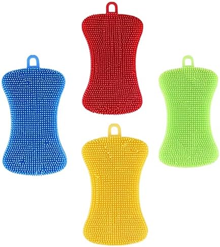 4 Pcs Dish Sponge Kitchen Sponge Double Sided Dish Scrubber Sponge Brush for Dishes Fruit Vegetable