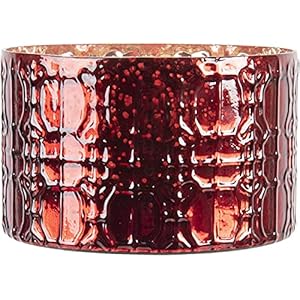 Clayre & Eef Glazen Theelichthouder Ø 20 * 13 cm Rood Glas Rond Waxinelichthouder Windlichthouder Waxinelichthouder Windlichthouder