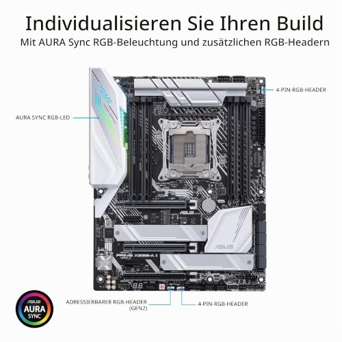 ASUS Prime X299-A II Gaming Mainboard Sockel Intel LGA2066 (ATX, Intel X299, DDR4, M.2, USB 3.Gen 2, Aura Sync) – Ansicht 4