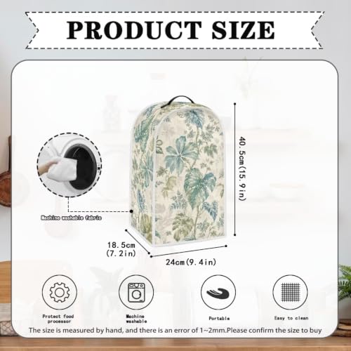 Image of Talayituse Vintage Palm Leaf Botanical Print Blender Dust Cover, Fingerprint Protection Cover for Stand Mixer or Coffee Machine, Home Kitchen Appliance Covers for Stain Dust Resistant Supplies