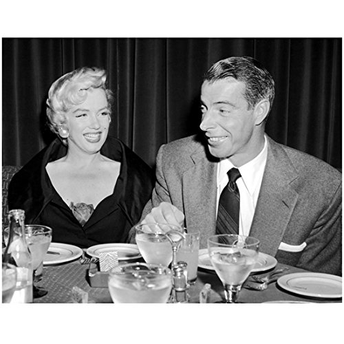 Marilyn Monroe Seated at Dinner with Husband Joe DiMaggio 8 x 10 Inch Photo