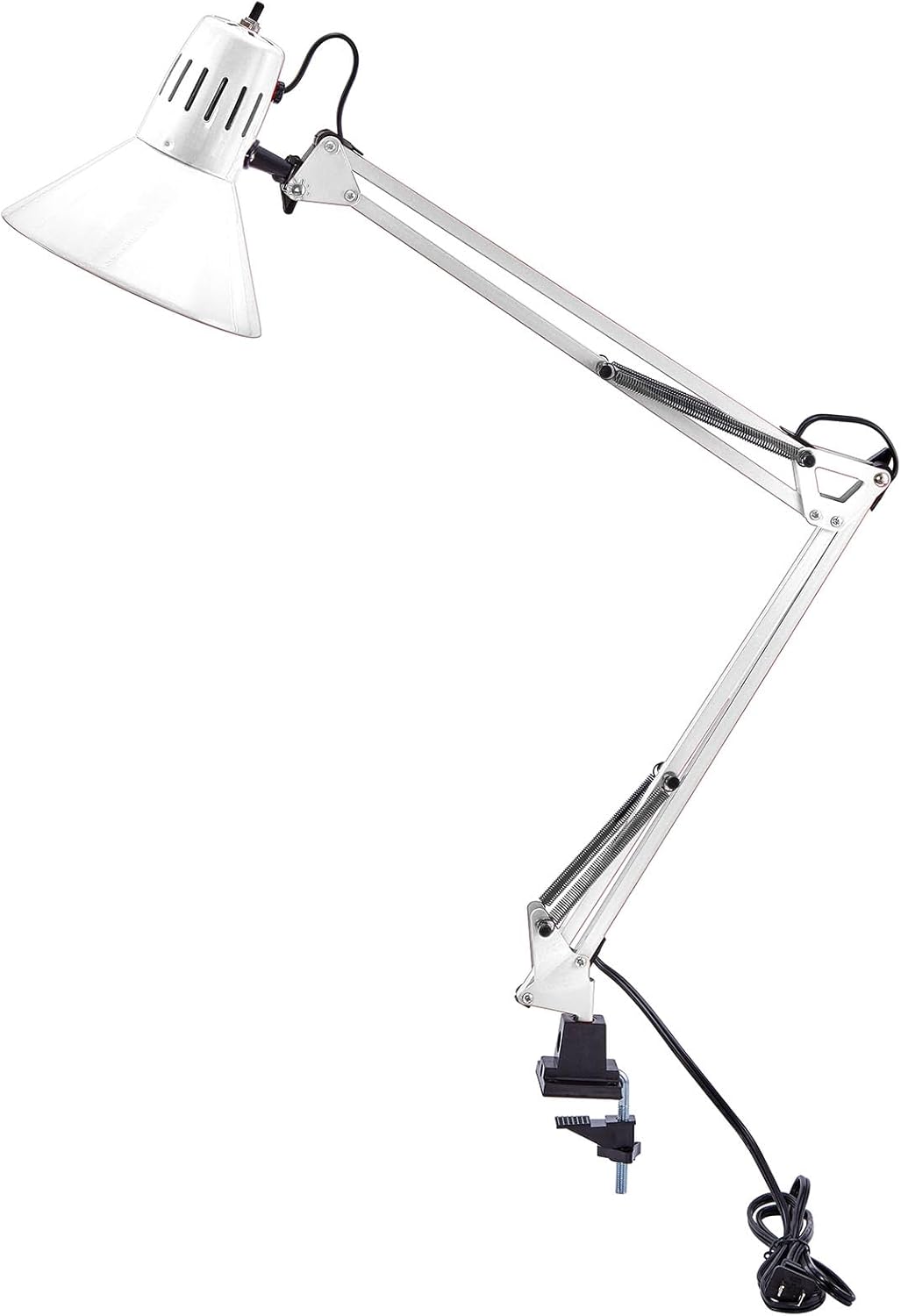 ErgoFlex White Metal 36" Swing Arm LED Desk Lamp with Clamp