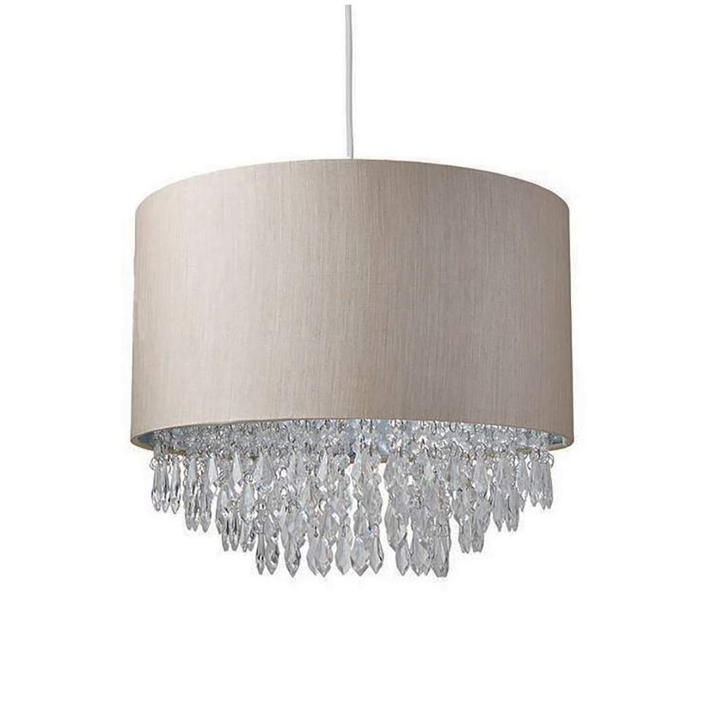 K Living Silver Waverly Beaded Drum Droplet Chandelier Pendant Ceiling Shade