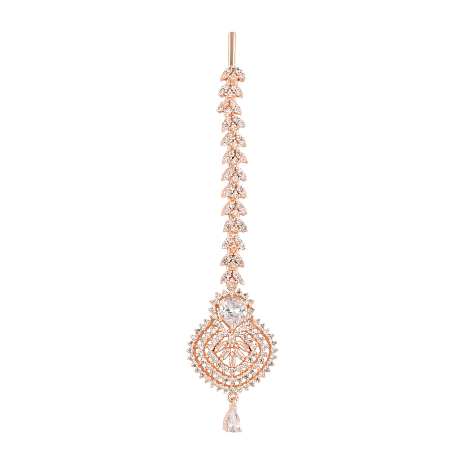 I Jewels Rose Gold Plated Cubic Zirconia American Diamond Teardrop Design Hair Accessory Maang Tikka For Women (T2171G) (B0DB7VNGBR) Amazon Price History, Amazon Price Tracker