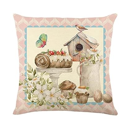 Generisch 4 StüCk Kissenbezug Ostern,KissenhüLle Osterdeko Hase Leinen Dekokissen Cases Home Kissenbezug FrüHling 40x40 Kissenbezug FrüHling KissenbezüGe KissenhüLle 45x45cm – Bild 8