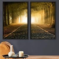 2 Piece Framed Canvas Wall Art Sunrise and Trees Canvas Prints Home Artwork Decoration for Living Room,Bedroom - 16