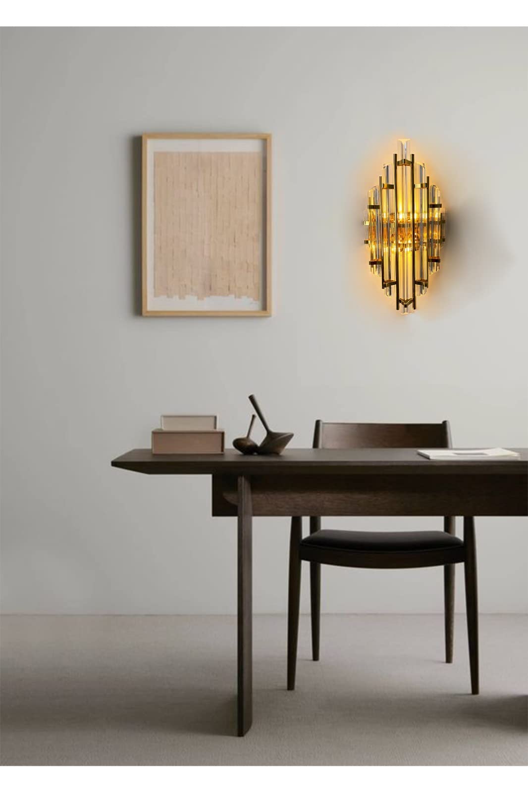 bamyum Champion Wandleuchte Gold Farbe 25 x 45 cm, Wandleuchte Innen Kristall Vintage, Wohnzimmer, Wandlampe Glas Schlafzimmer, Groß