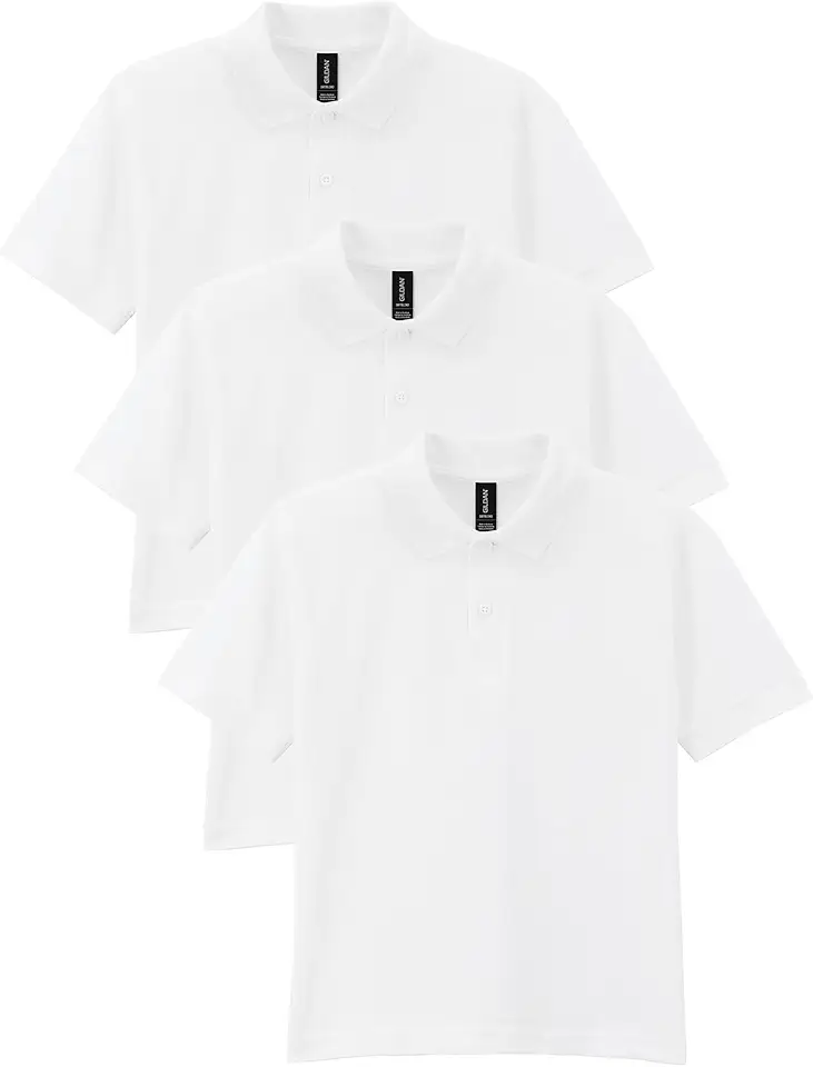 Gildan Kids' DryBlend Short Sleeve Polo, Style G8800b, 3-Pack OEKO-TEX STANDARD 100