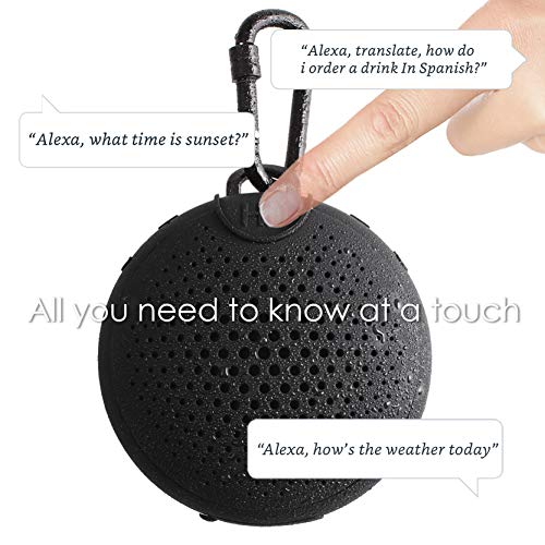 Boompods Aquablaster Alexa Enabled BT Speaker, draagbare waterdichte bluetooth-luidspreker met kabrabiner, zwart - Afbeelding 3