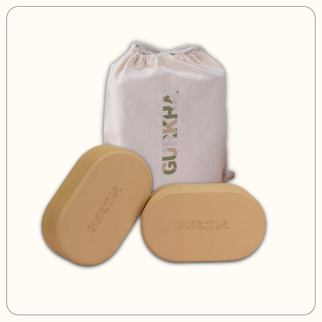 GURKHA Curv™ Yoga Block + Carry Bag | Set of 2 | Ergonomic Curved EVA Design for Natural Grip & Reduced Wrist Pressure | Premium Support for Strength, Balance & Stretching | 3x6x10 in (Raw Earth)-picture-41