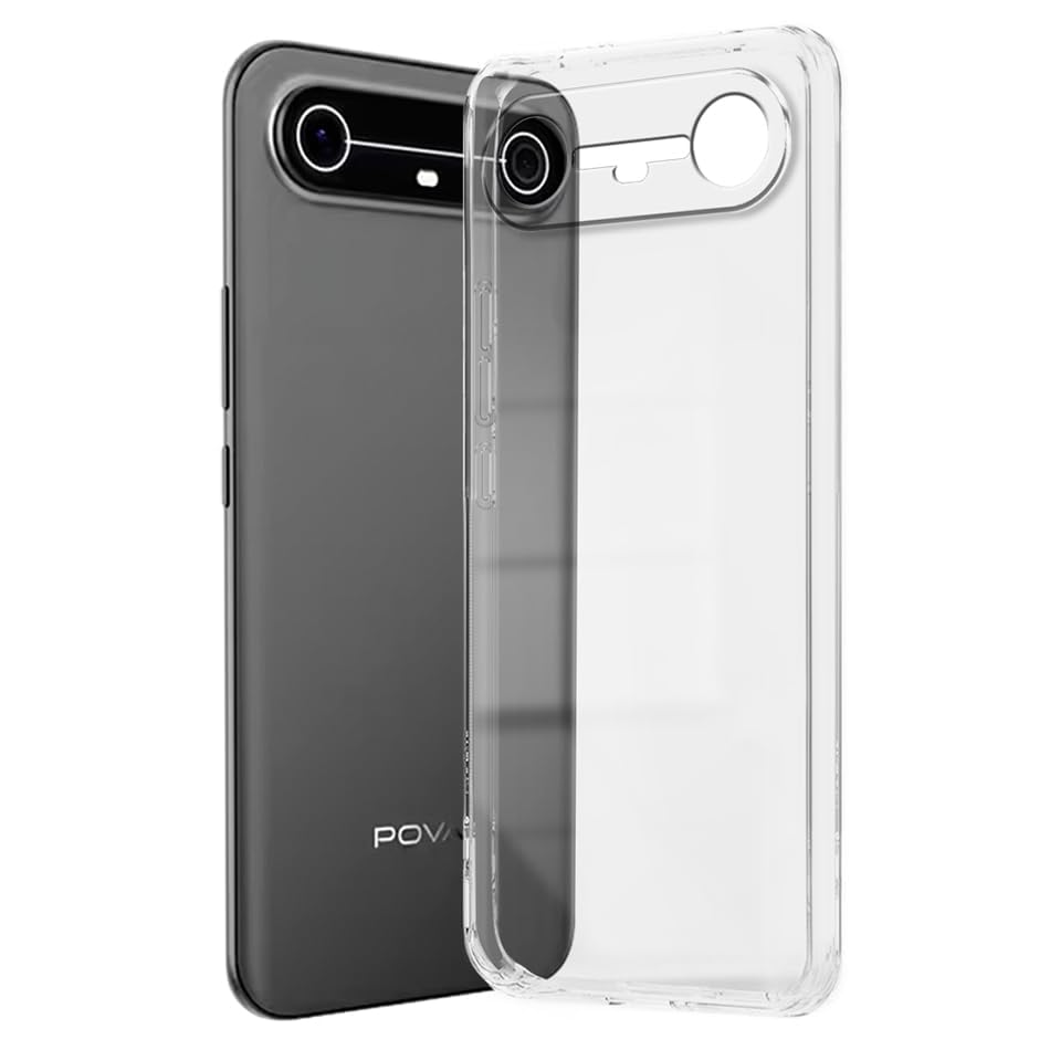 Image of Fashionury Crystal Clear Case for Tecno Pova Slim 5G | Transparent TPU Silicone | Raised Camera Lips | Yellowing Resistance | Slim Transparent Cover