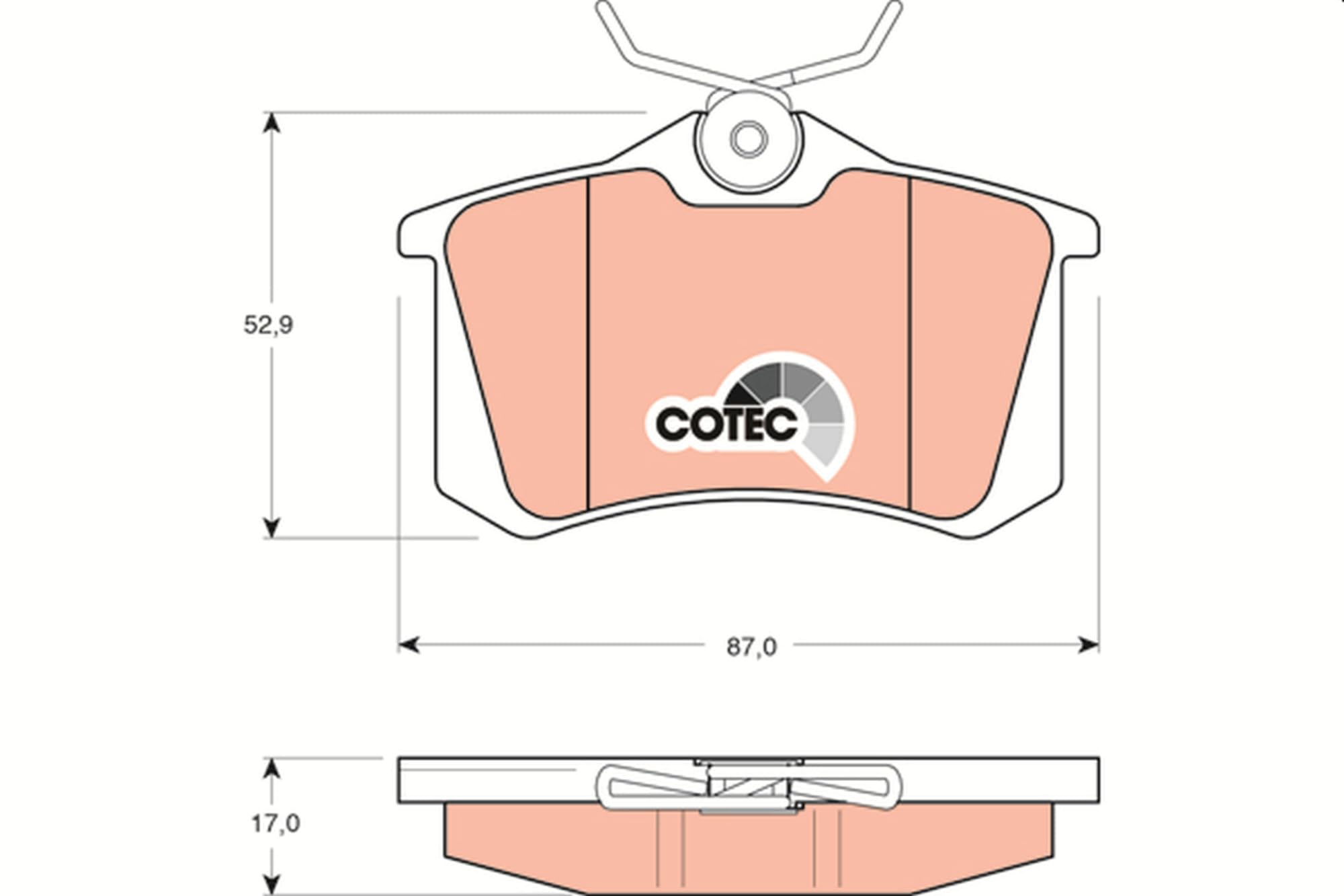 Image secondaire de TRW GDB1330 Kit De Plaquettes De Frein Frein à Disque COTEC pour Renault Clio IV (BH_) 2012-2021 Essieu Arrière et autres véhicules