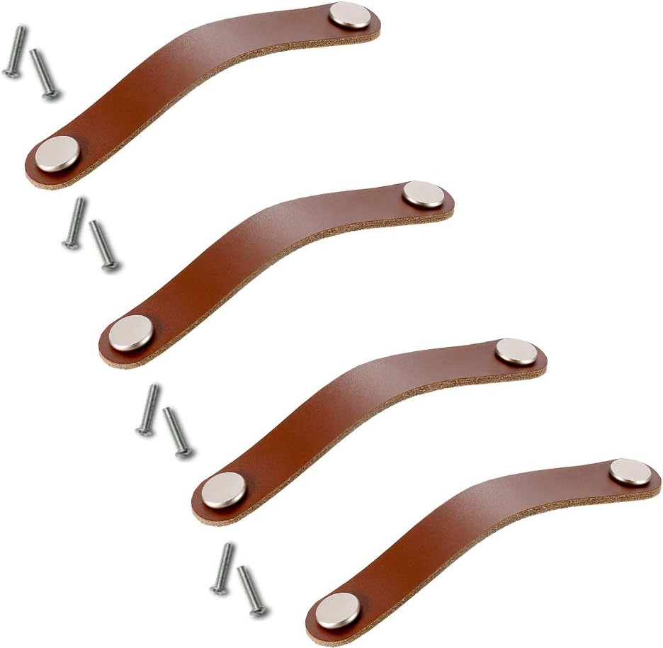 dresser knobs unique leather drawer pulls geometric pattern Brown