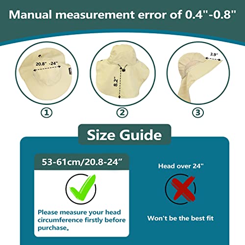 Sun Hat For Men With Uv Protection Wide Brim Safari Hike Cap W/Neck Flap Cover Tan #TOP4