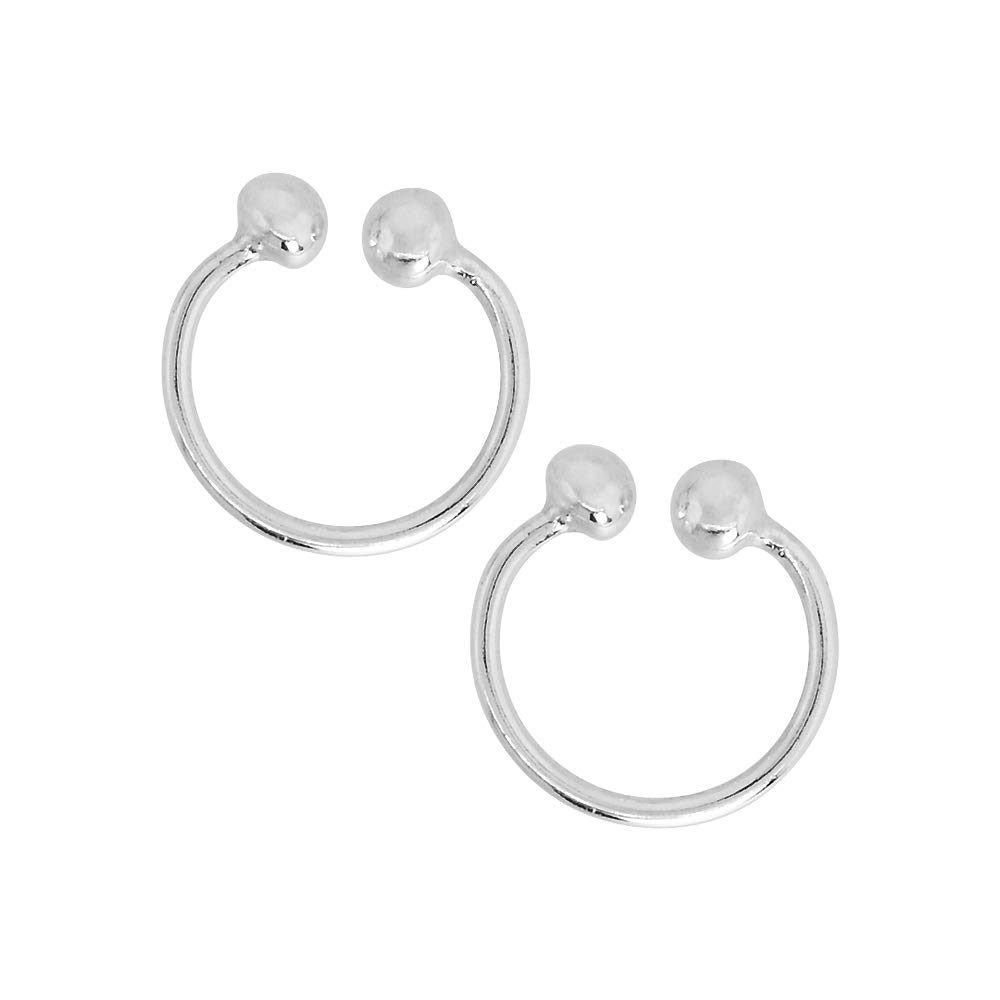 Sterling Silver 10-14mm Nose Ring Septum Piercing Horseshoe Cartilage Earring Non-Pierced (one piece)