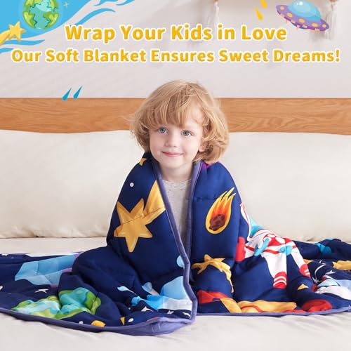 anfie Weighted Blanket Kids(40"x60" 7lbs) Weighted Blanket Cooling Blanket for Sleeping,Throw Size Breathable Blanket with Premium Glass Bead(Blue Aerospace)