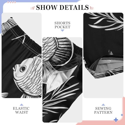 ZZXXB Retro Fish and Coral Boys Long Pants Soft Trousers Elastic Waist Kids Lounge Bottoms with Pockets S-XL4