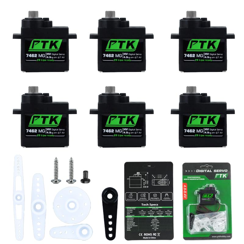 PTK 7462 MG 9g Servo Motor with Metal Gear - Robot - Fixed Wing - 180° Digital Servo (6pcs)