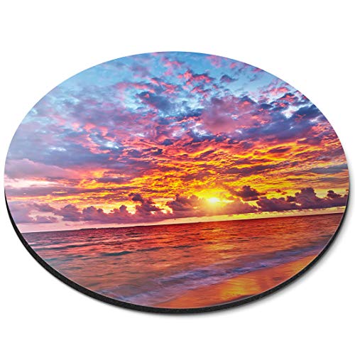RM21831 Tapis de souris rond Motif coucher de soleil Maldives