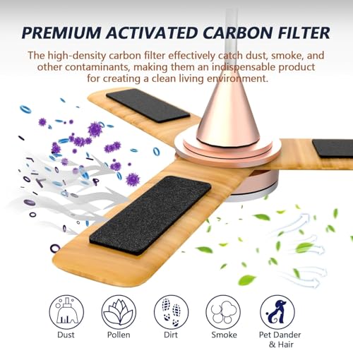 Image of Ceiling Fan Filters for Blades, 10Pcs Activated Coconut Shell Carbon Ceiling Fan Air Purifier Pads, Easily Sticks Unscented Air Filters for Common Household Contaminants