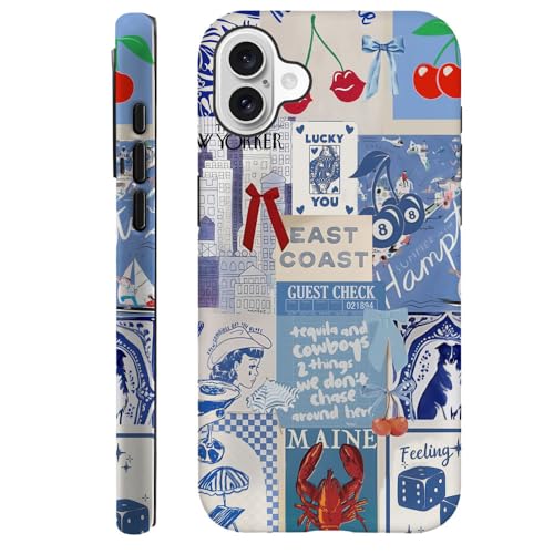 Coque iPhone 16 anti-rayures et antichoc hybride motif collage côte est
