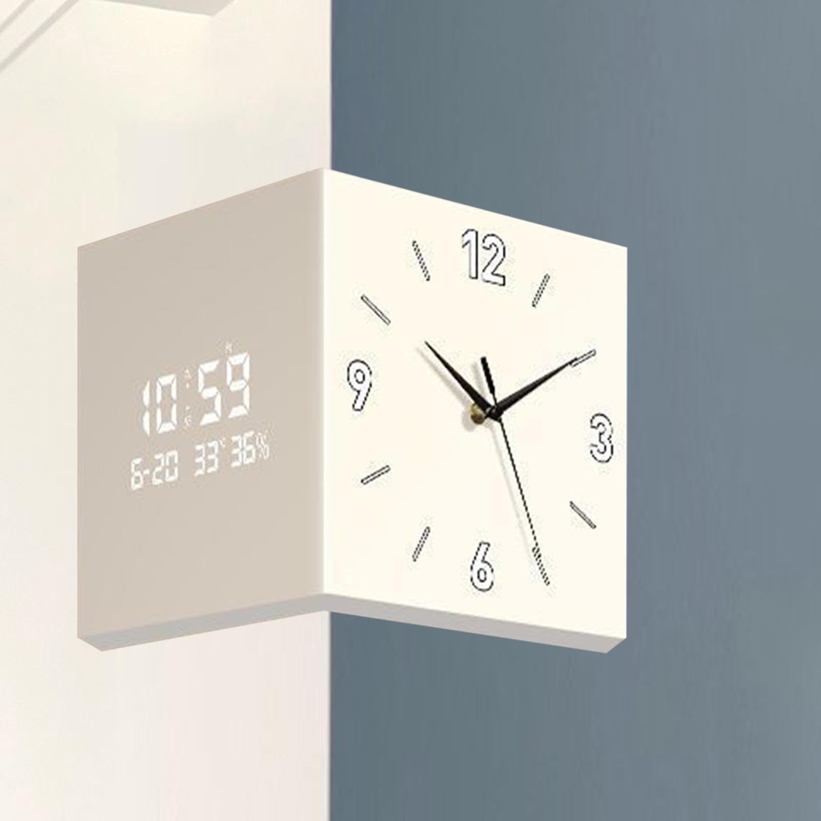 Amazon.co.jp: 両面壁掛け時計コーナークロックスクエア、読みやすい