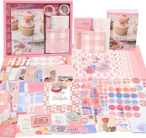 Image of RANDEN Sweetheart Journaling Kit, 346PCS Vintage Scrapbook & Stationery Set with Aesthetic Stickers, Ephemera Pack and Journal Supplies for Bullet Journals, Planners, Albums & Creative Crafts (SweetHeart)