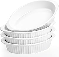 Vista 1 de Foraineam 4 Pack 15 oz White Porcelain Oval Baking Dishes, 8.8 x 5.5 x 1.8 Inch Au Gratin Pans Small Table Serving Dish, Lasagna Pan Crème Brulee