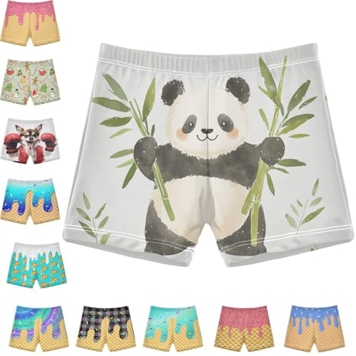 Boys Swim Trunks Quick Dry Kids Bathing Suit Cute Panda Watrcolor Toddler Swim Shorts Boardshorts Swimwear