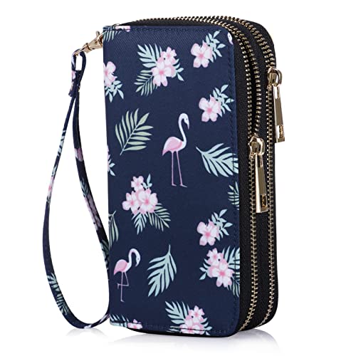 Image of Cellphone Wallet for Women Dual Zipper Long Purse with Removable Wristlet