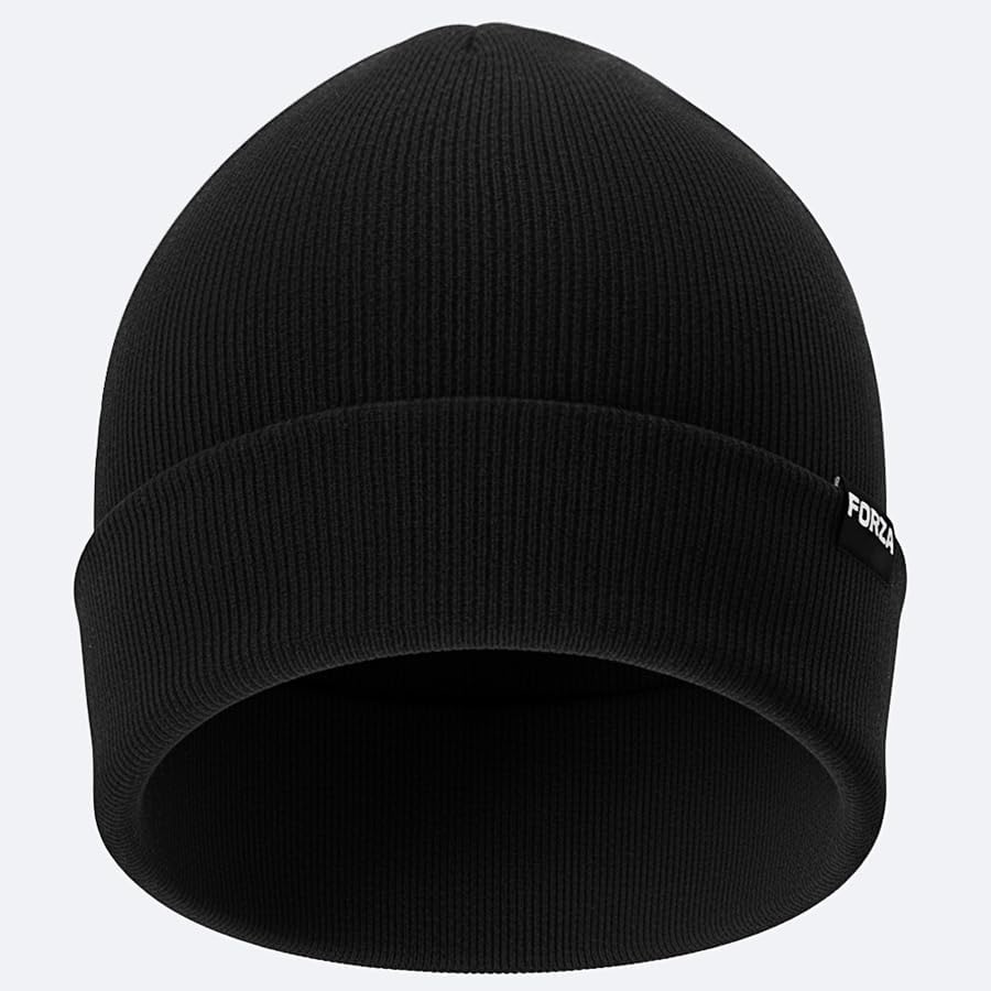FORZA Kids Black Beanie Hat for Boys & Girls (7–12 Years) – Soft Rib Knit Winter Hat with Fold-Over Cuff, Warm & Comfortable Youth Beanie for School, Sports Clubs & Everyday Wear