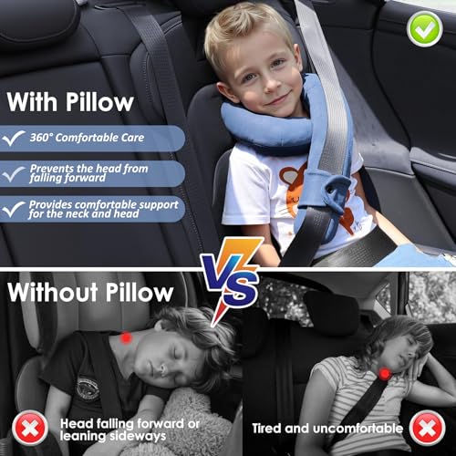 Image of Kids Travel Neck Pillow, Toddler Travel Pillow for Car & Airplane | Comfortably Travel Neck Pillow with Head & Chin Support for Road Trip Rest, Gifts for Toddler /Kids