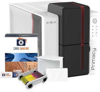 Evolis Primacy 2 Single Sided ID Card Printer & Supplies Bundle Badge Machine (PM2-0001-A)