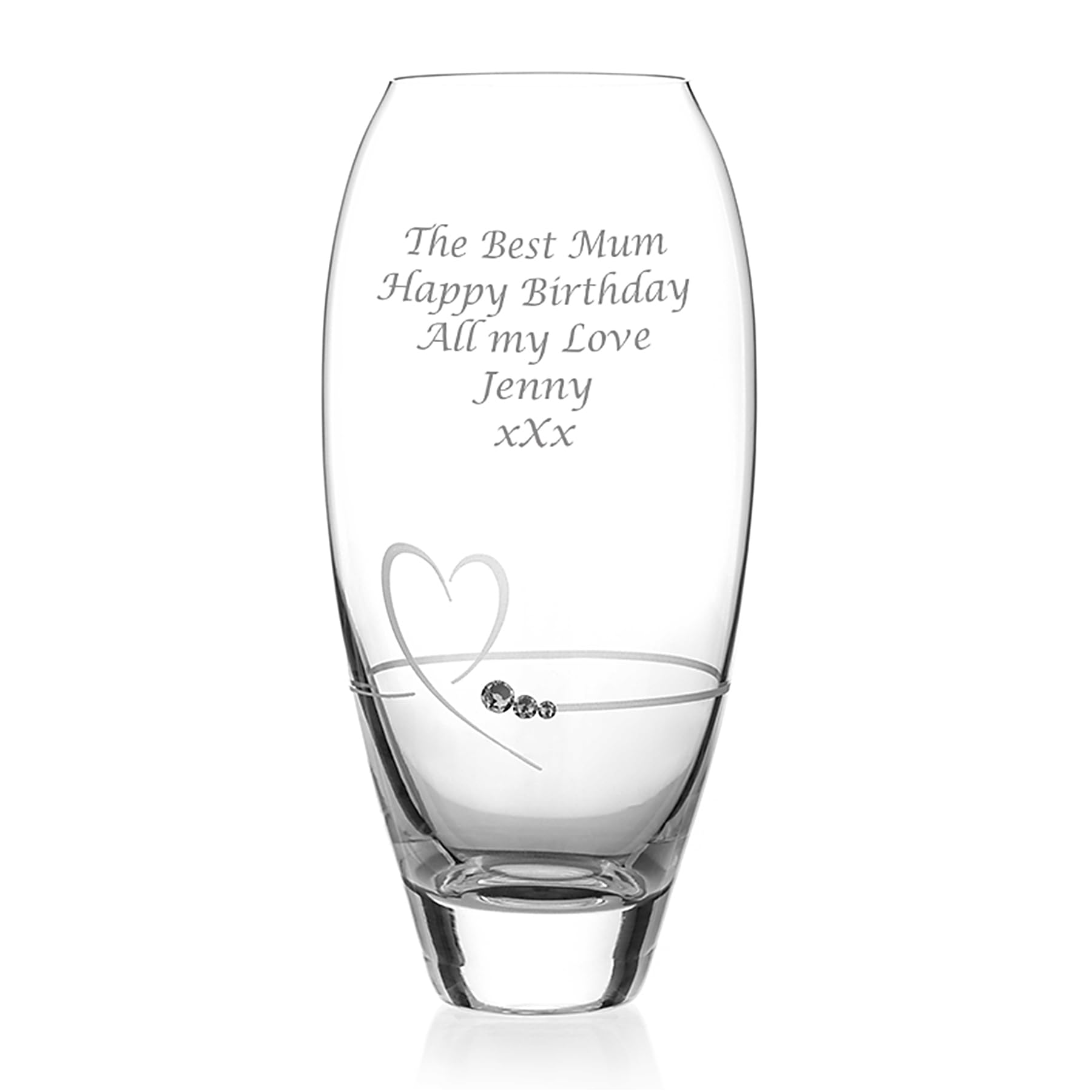 Personalised Diamante Petit Heart Vase Posy Bud Vase