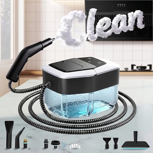 Vaporeta Limpieza Hogar Limpiador a Vapor Vaporeta de Mano Steam Cleaner Potente Portátil Maquina de Vapor Limpieza Profesional para Limpieza del Hogar, Cocina y Coche, Calentamiento 15s, 1,8 L (noir)