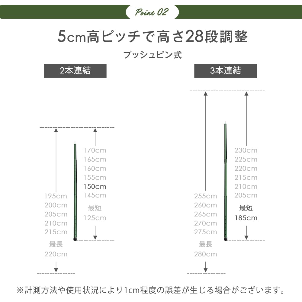 ENDLESS-BASE 極太32mm アルミポール 125～280cm Amazon.co.jp: ENDLESS-BASE テントポール 2本セット 極太32mm